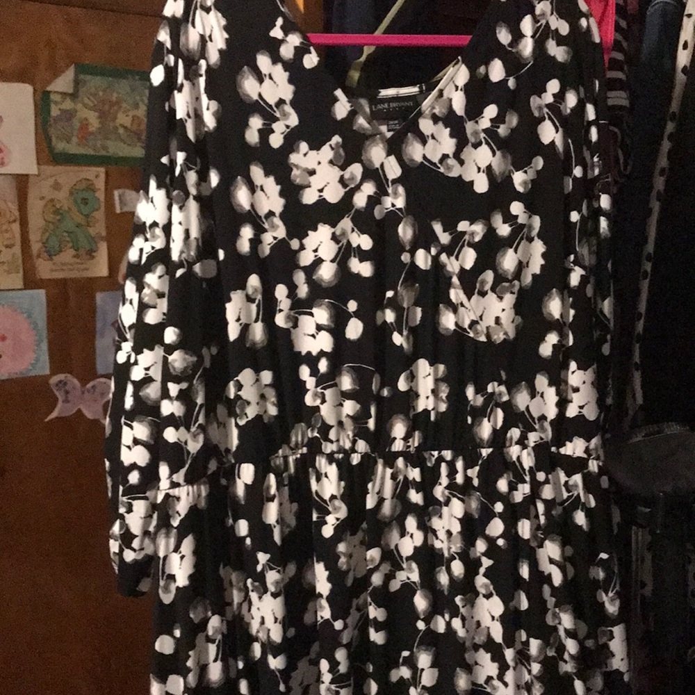 Black and white floral high low dress